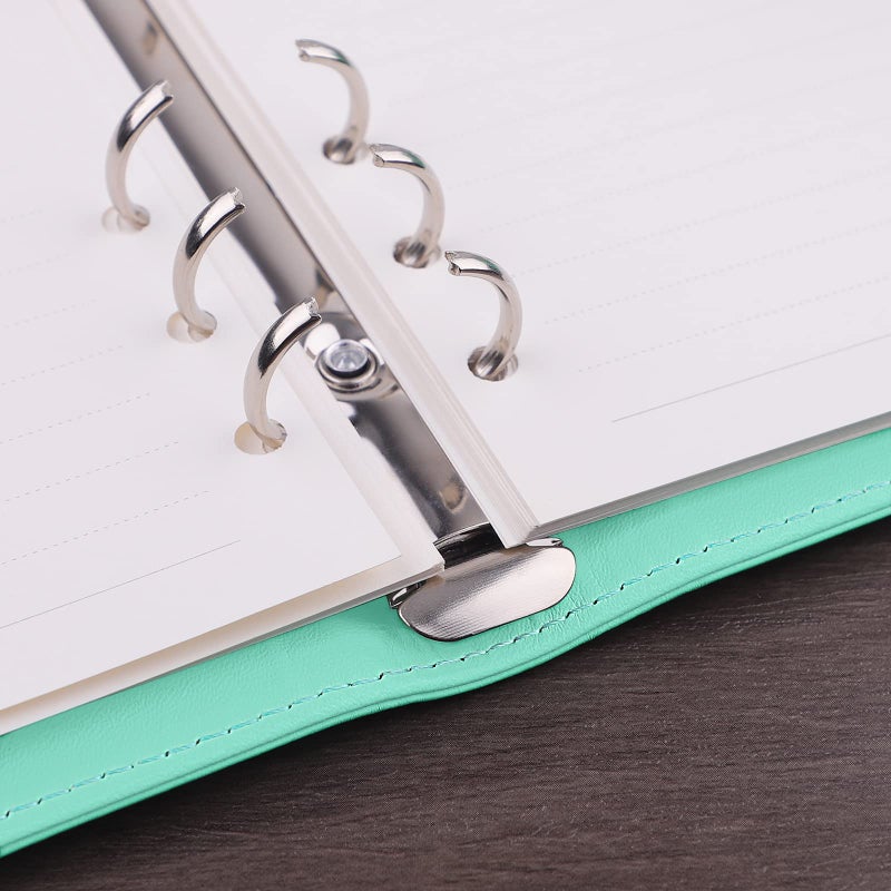 Antner A6 Binder 6 Ring Refillable Notebook Planner for A6 Refill Paper, PU Leather Loose Leaf Personal Budget Planner Money Organizer Cash Stuffing Binder with Magnetic Buckle Closure, Light Green - Image 4